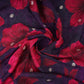 Dark Purple floral zari jacquard Pure Bemberg Crepe Fabric MTF-31809