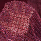 Premium Pomegranate Red Heavy Pearl Sequins CutDana Embroidery Net Fabric