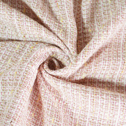 White & Multicolor Check Tweed Fabric 21881