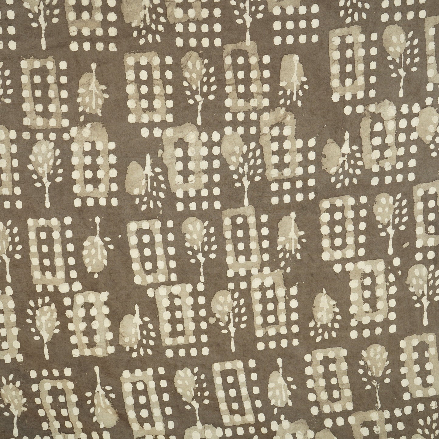 Grey with White Floral Print Cotton Fabric CH-29774