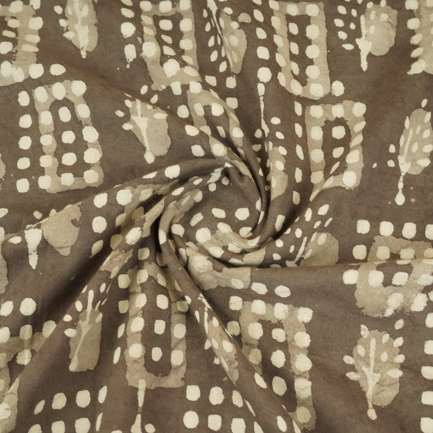 Grey with White Floral Print Cotton Fabric CH-29774