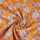 Mustard Yellow Floral Print Cotton Satin Fabric PG-30439
