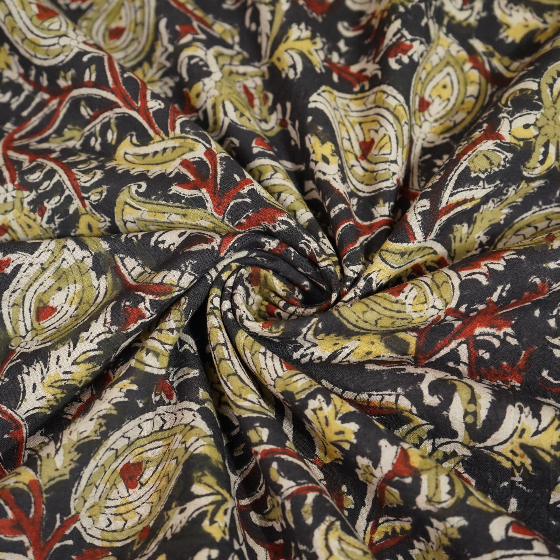 Black Kalamkari Cotton Fabric 22522