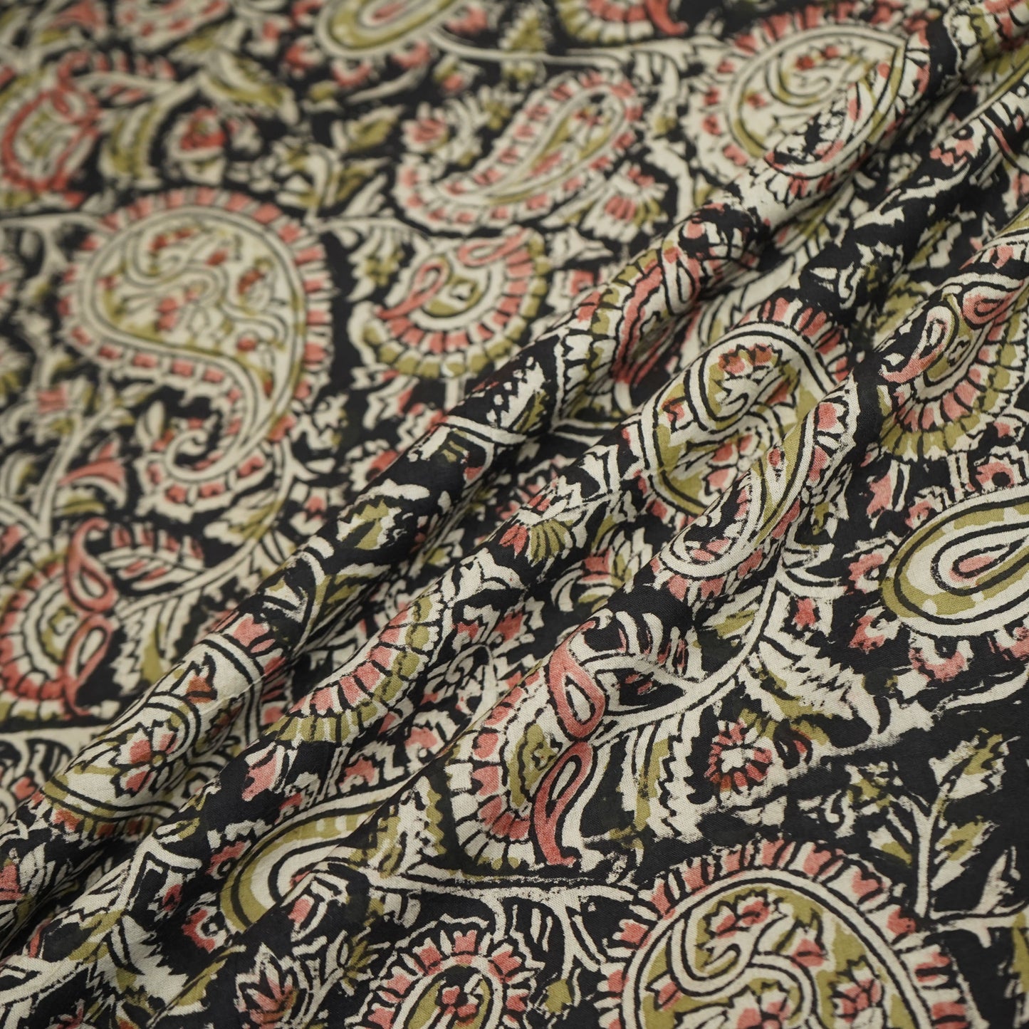Black Kalamkari Cotton Fabric 22523
