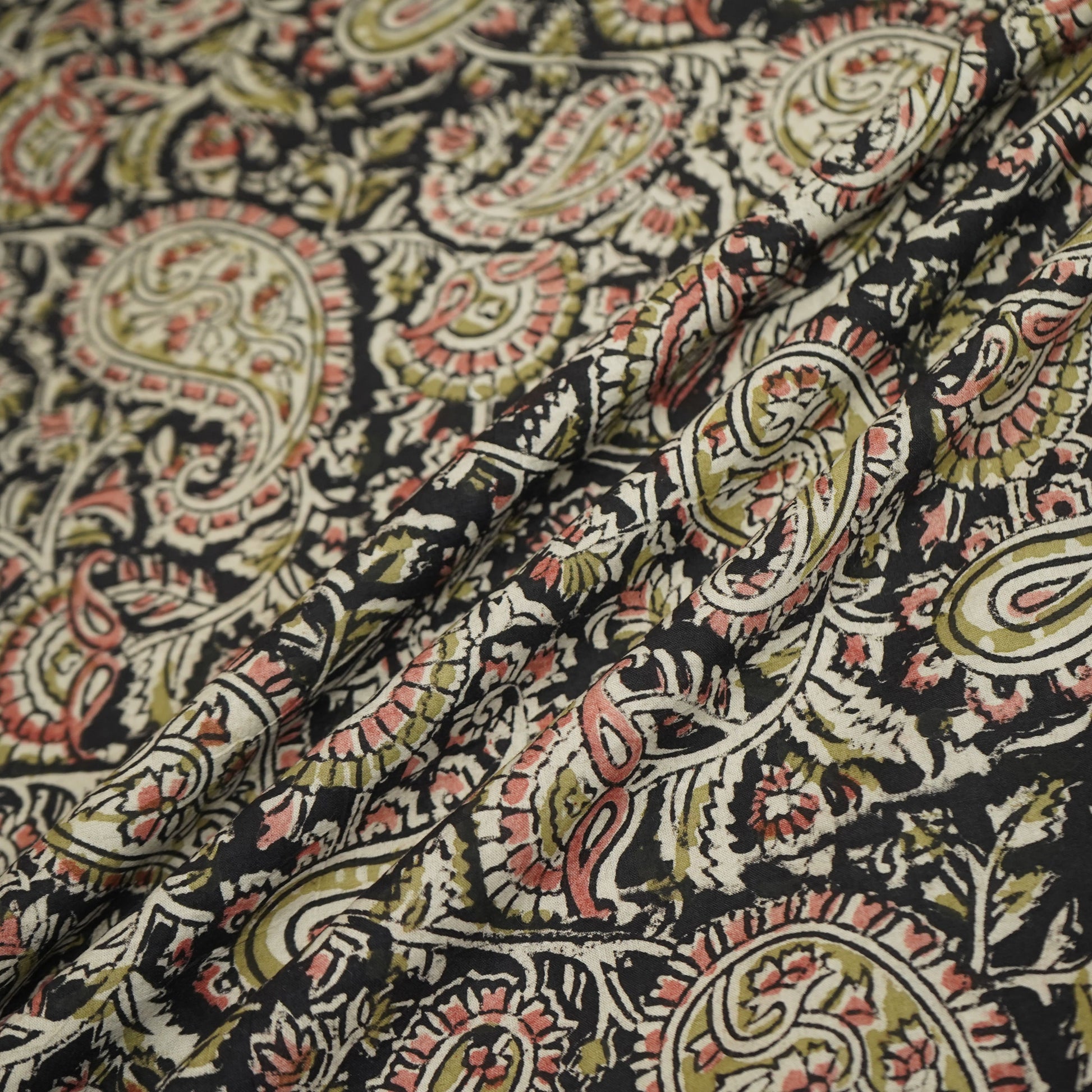 Black Kalamkari Cotton Fabric 22523