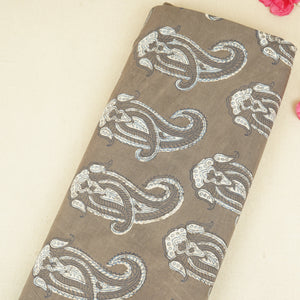Brown Paisley Print Cotton Fabric CH-29765 - TradeUNO