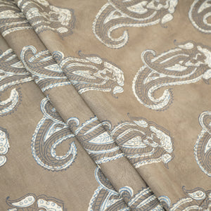 Brown Paisley Print Cotton Fabric CH-29765 - TradeUNO