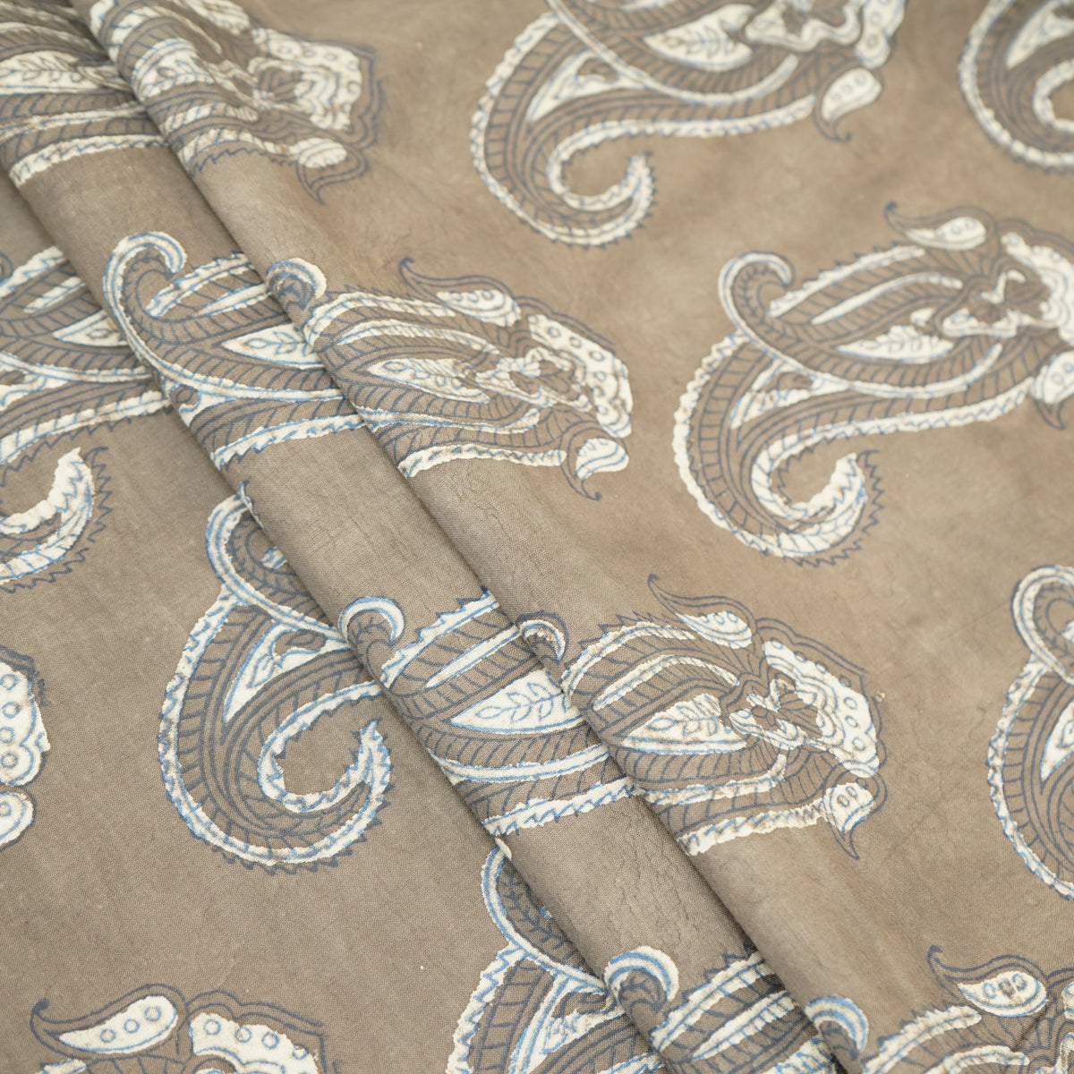 Brown Paisley Print Cotton Fabric CH-29765 - TradeUNO