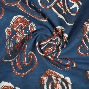 Blue Paisley Print Cotton Fabric CH-29763 - TradeUNO