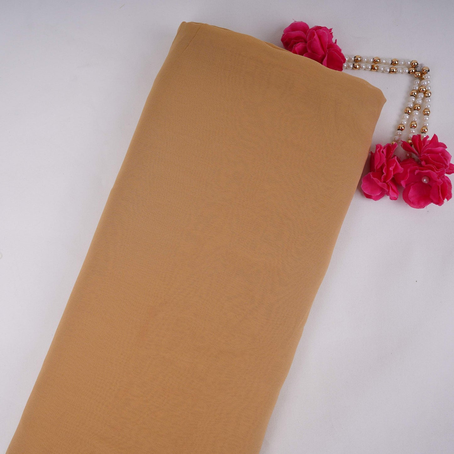 Beige Solid 60gm Georgette Fabric SSMG-14