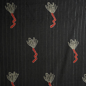 Black Silver Stripes Handblock Print Cotton Dobby Fabric CH-29758 - TradeUNO