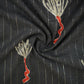 Black Silver Stripes Handblock Print Cotton Dobby Fabric CH-29758