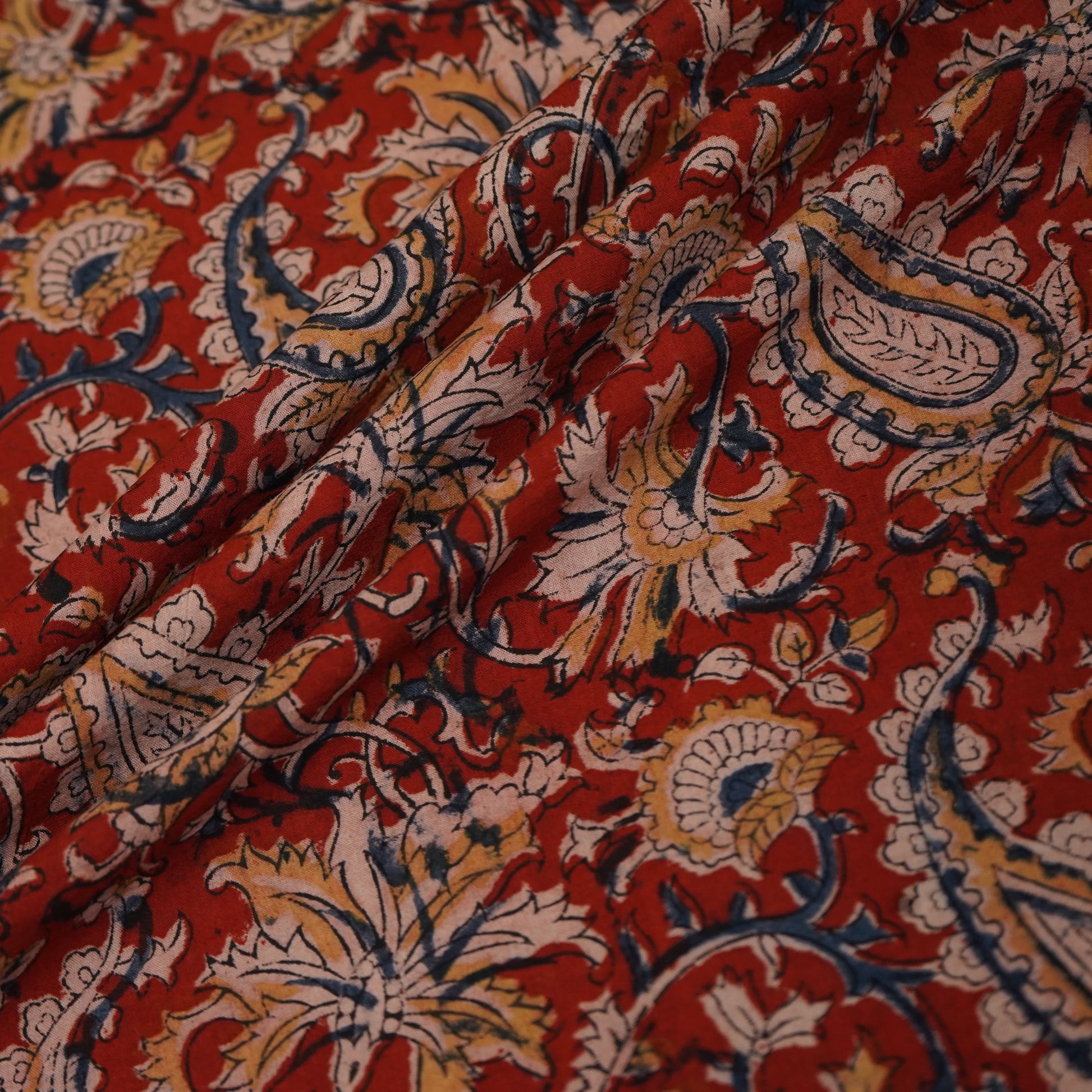 Red Kalamkari Cotton Fabric 22526