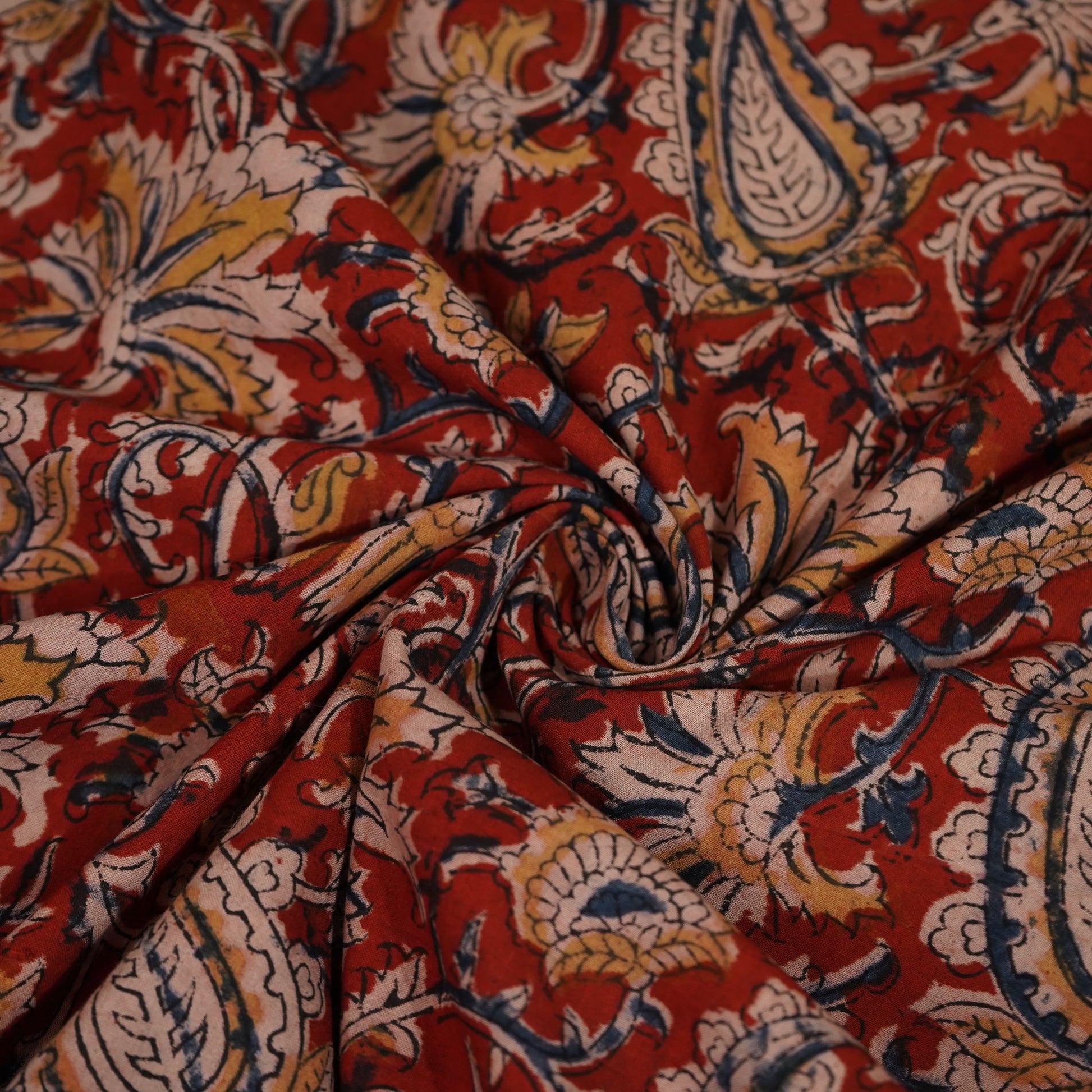 Red Kalamkari Cotton Fabric 22526