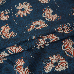 Blue & Red Floral Block Print Cotton Fabric CH-29761 - TradeUNO