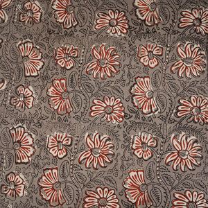 Grey & Red Kalamkari Print Cotton Fabric CH-29760 - TradeUNO