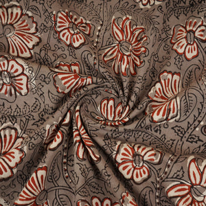 Grey & Red Kalamkari Print Cotton Fabric CH-29760 - TradeUNO