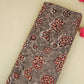 Grey & Red Floral Block Print Cotton Fabric CH-29759