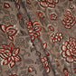 Grey & Red Floral Block Print Cotton Fabric CH-29759