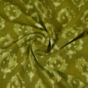 Green & White Floral Batik Print Cotton Schiffli Fabric CH-29817 - TradeUNO