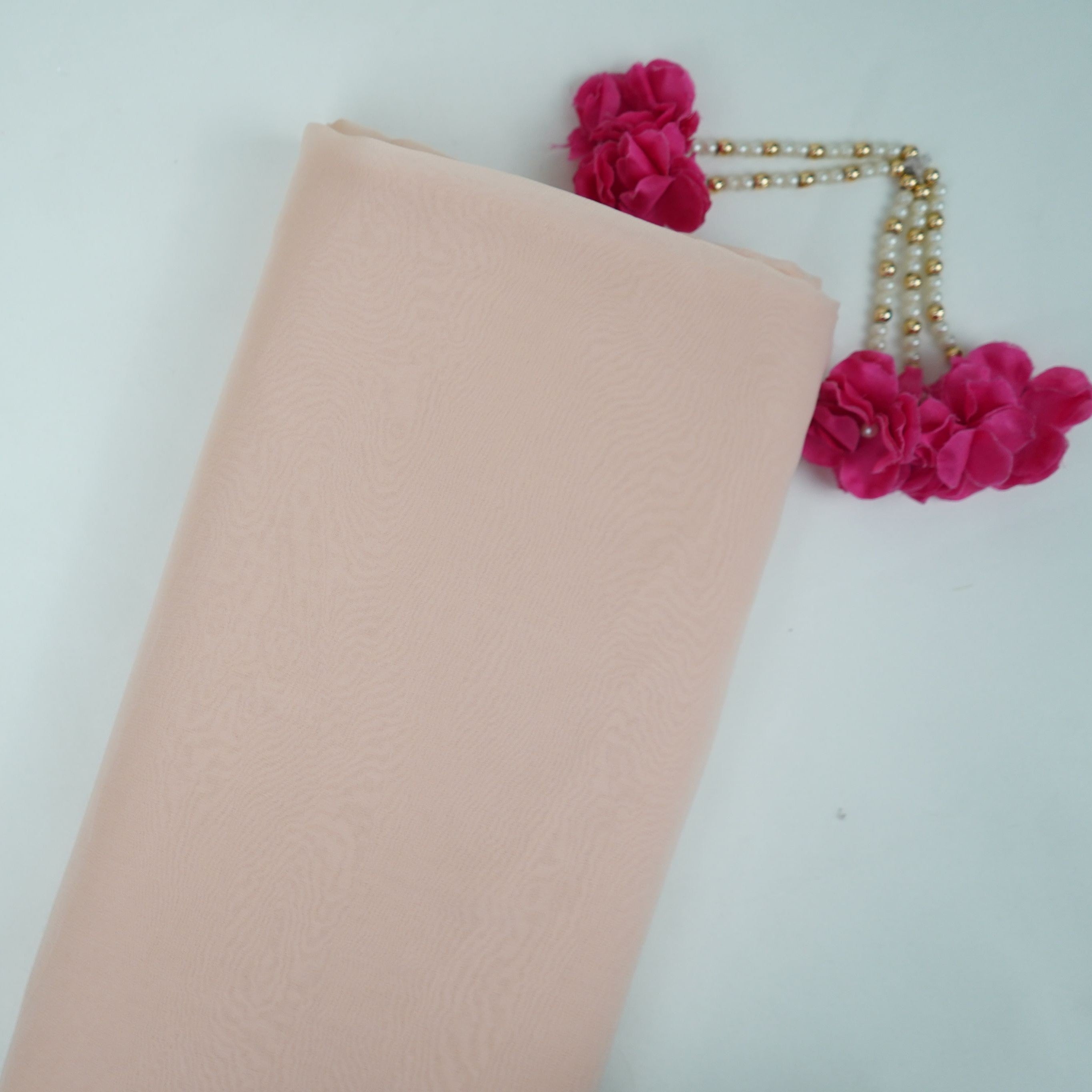 Light Peach Solid 60gm Georgette Fabric SSMG-22 - TradeUNO