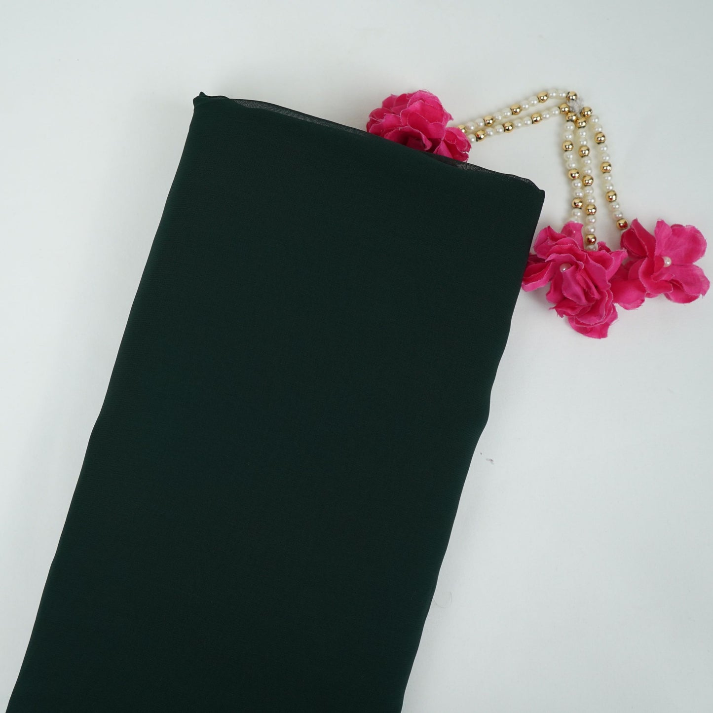 Bottle Green Solid 60gm Georgette Fabric SSMG-07