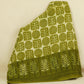 Green & White Floral Batik Print Cotton Schiffli Fabric CH-29821