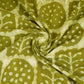 Green & White Floral Batik Print Cotton Schiffli Fabric CH-29821