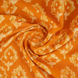 Orange & White Floral Batik Print Cotton Schiffli Fabric CH-29822 - TradeUNO