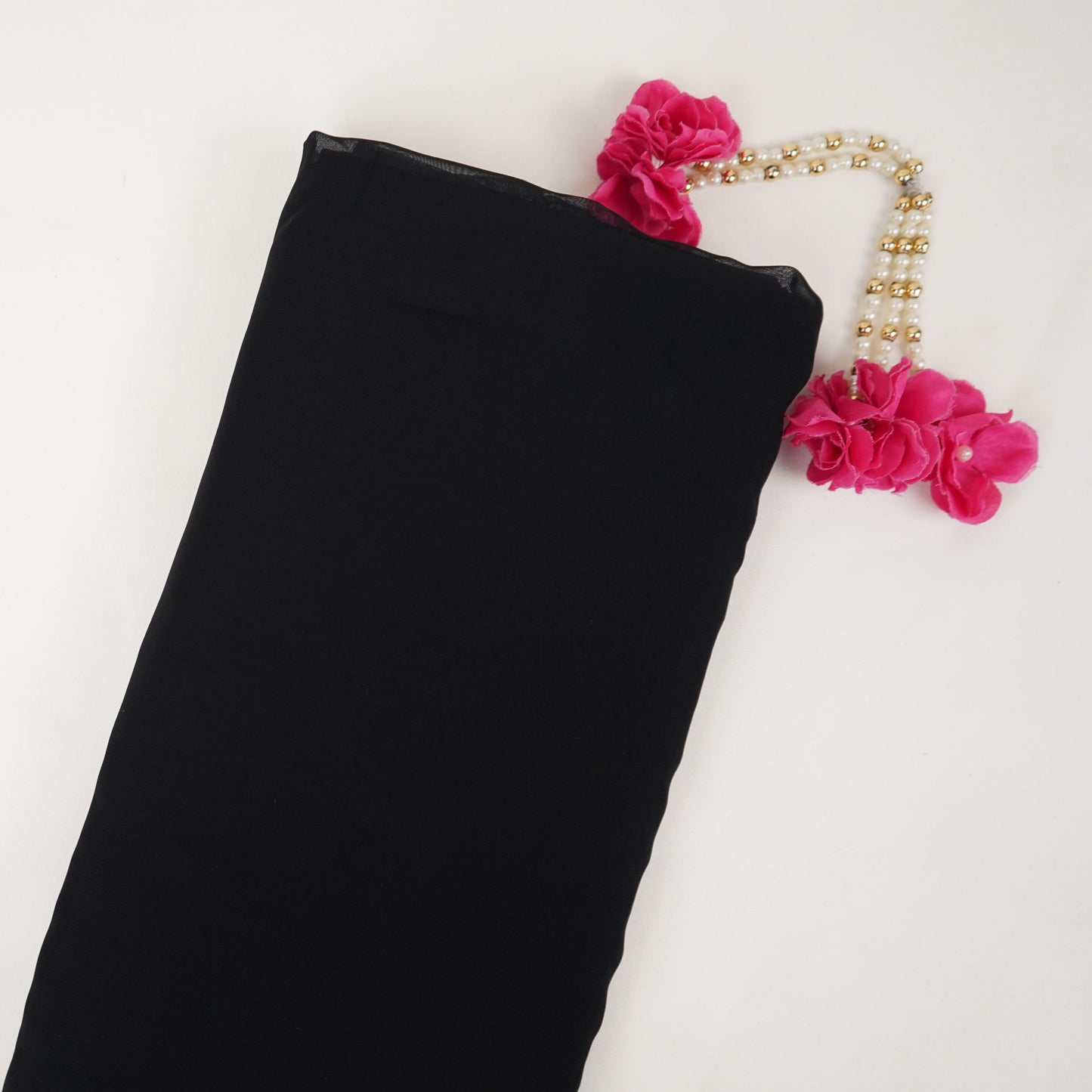 Black Solid 60gm Georgette Fabric SSMG-16