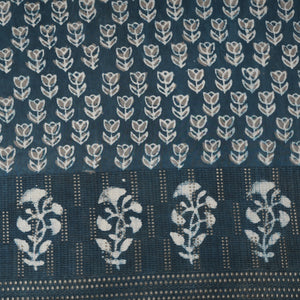 Dark Blue & White Floral Batik Print Cotton Schiffli Fabric CH-29809 - TradeUNO