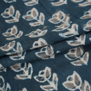 Dark Blue & White Floral Batik Print Cotton Schiffli Fabric CH-29809 - TradeUNO