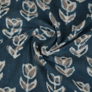 Dark Blue & White Floral Batik Print Cotton Schiffli Fabric CH-29809 - TradeUNO