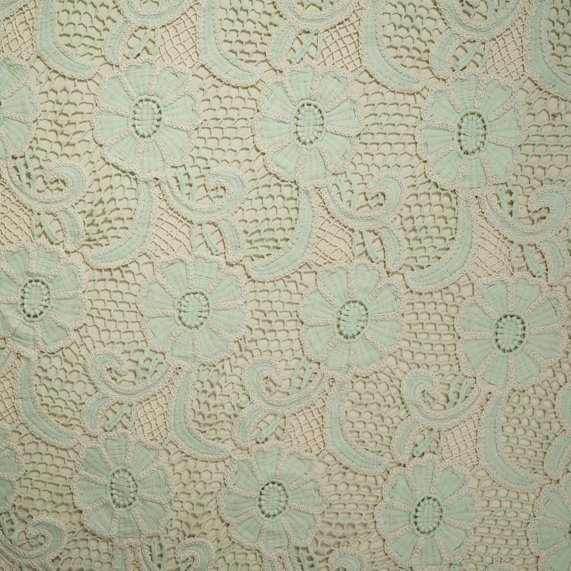 Green Floral Cotton Crochet Fabric 22588
