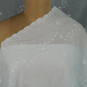 White Dyeable thread embroidery Mulmul Dupatta SST-31010 - TradeUNO