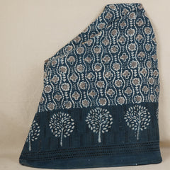 Blue & White Floral Batik Print Cotton Schiffli Fabric CH-29806