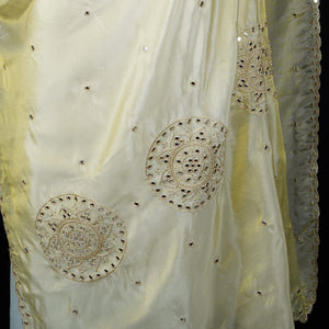 Golden mirror thread embroidery Tissue Dupatta SU-31041 - TradeUNO