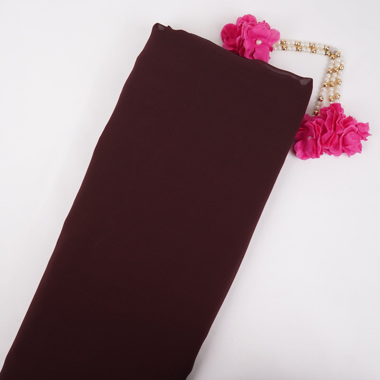 Dark Brown Solid 60gm Georgette Fabric SSMG-15