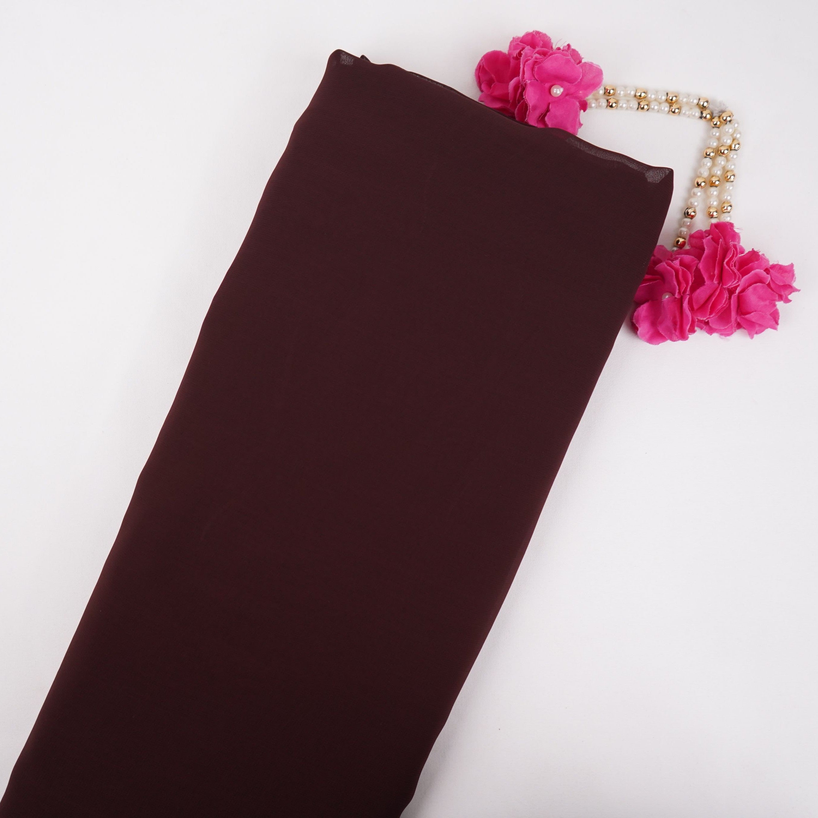 Dark Brown Solid 60gm Georgette Fabric SSMG-15 - TradeUNO