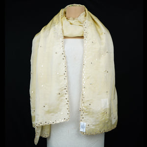 Golden mirror thread embroidery Tissue Dupatta SU-31041 - TradeUNO