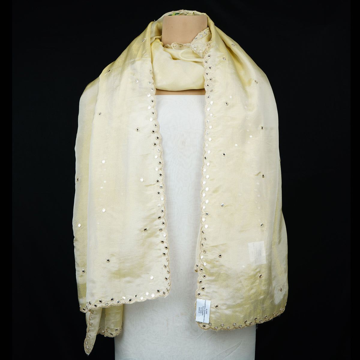 Golden mirror thread embroidery Tissue Dupatta SU-31041 - TradeUNO