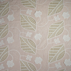 Peach Floral Poplin Schiffli Fabric 22573
