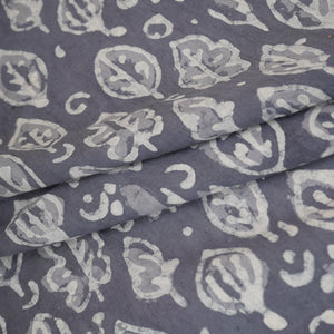 Grey & White Floral Batik Print Cotton Schiffli Fabric CH-29815 - TradeUNO
