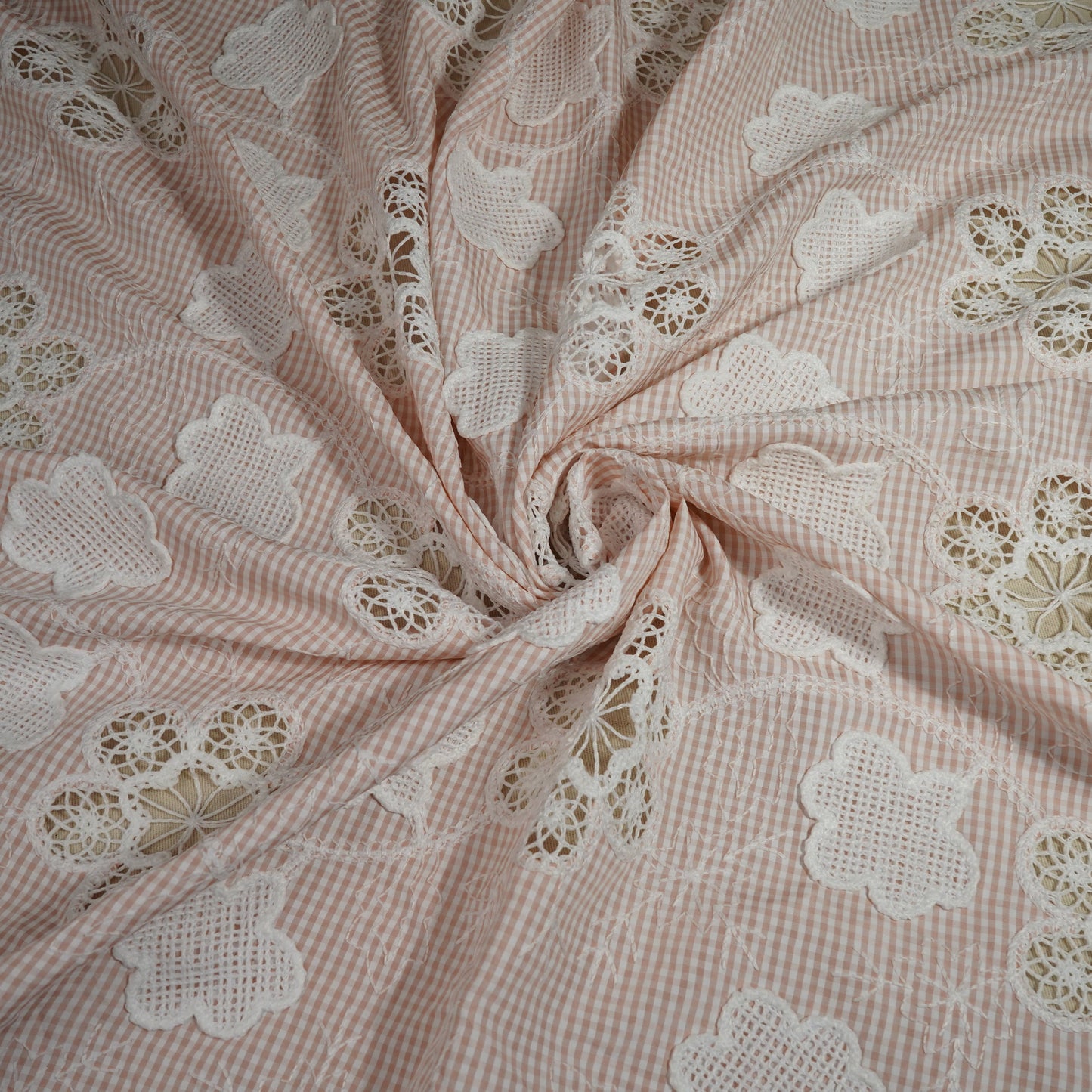 Pink Floral Poplin Schiffli Fabric 22583