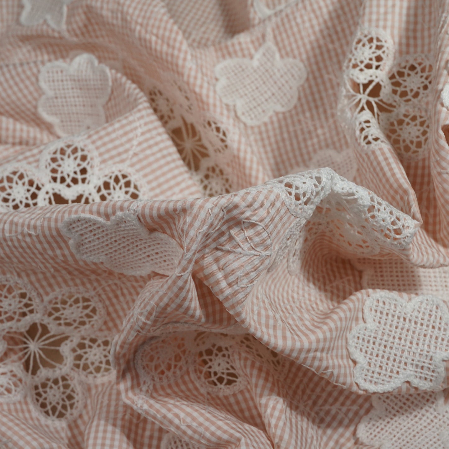 Pink Floral Poplin Schiffli Fabric 22583