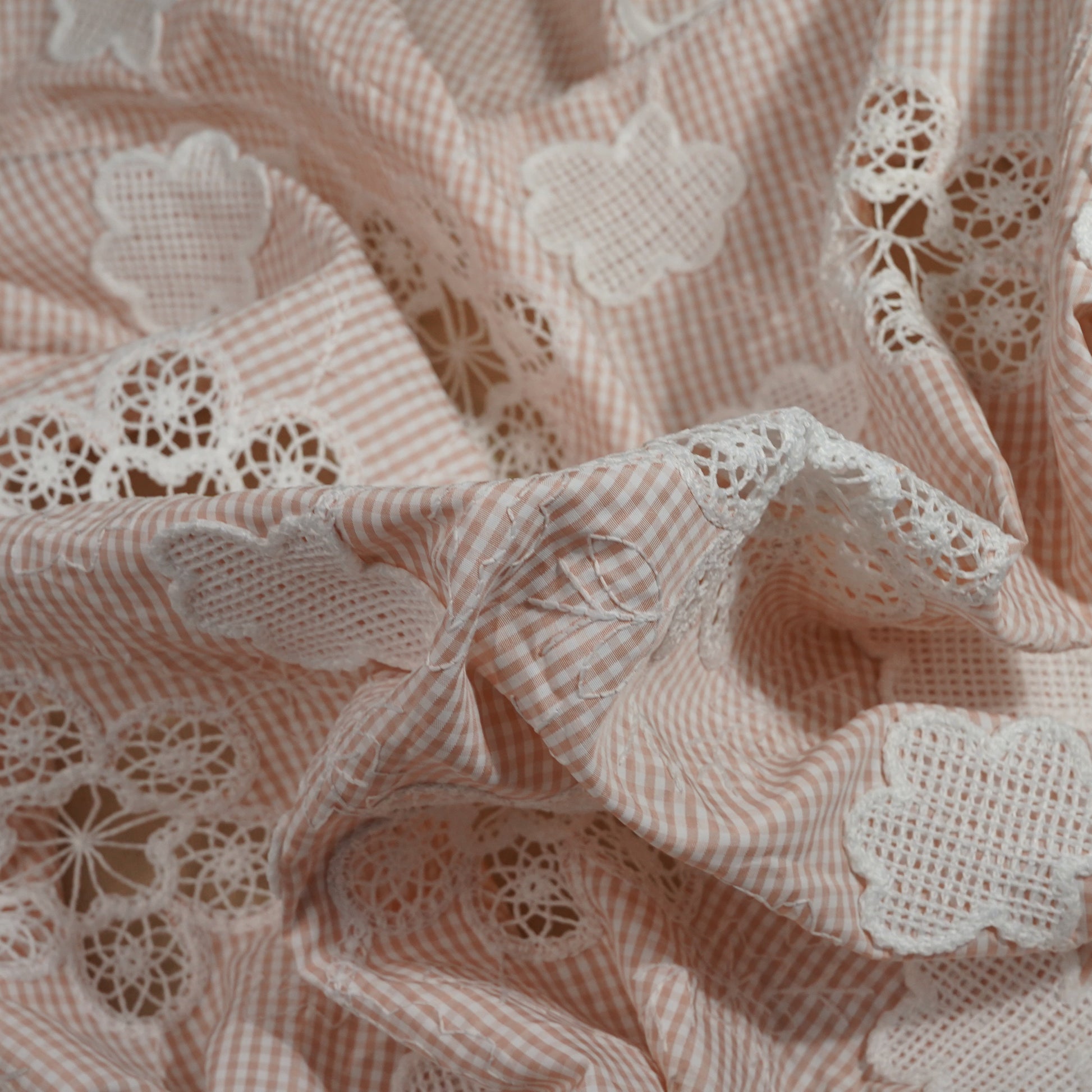 Pink Floral Poplin Schiffli Fabric 22583
