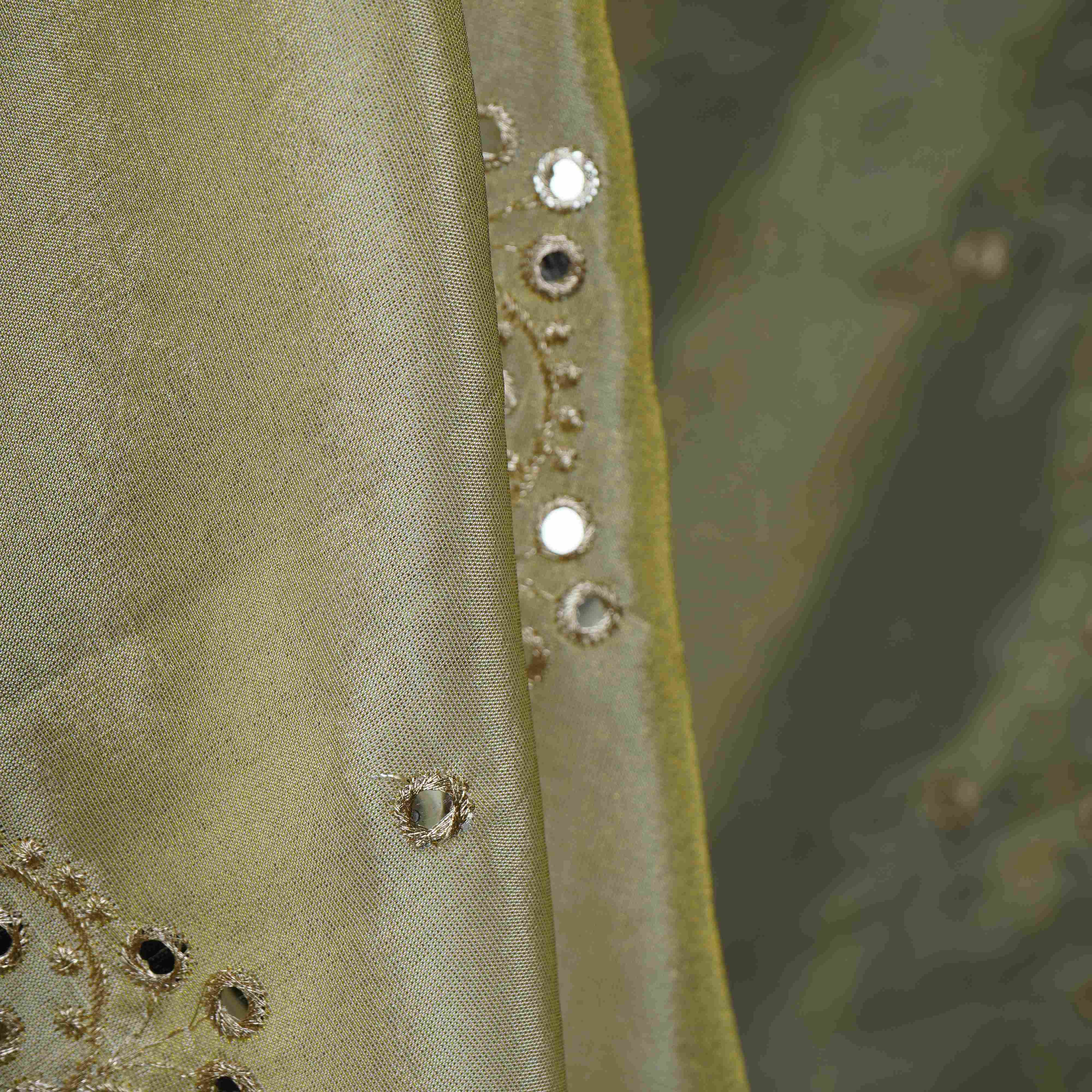 Golden mirror thread embroidery Tissue Dupatta SU-31042 - TradeUNO