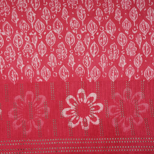 Pink & White Floral Batik Print Cotton Schiffli Fabric CH-29819 - TradeUNO