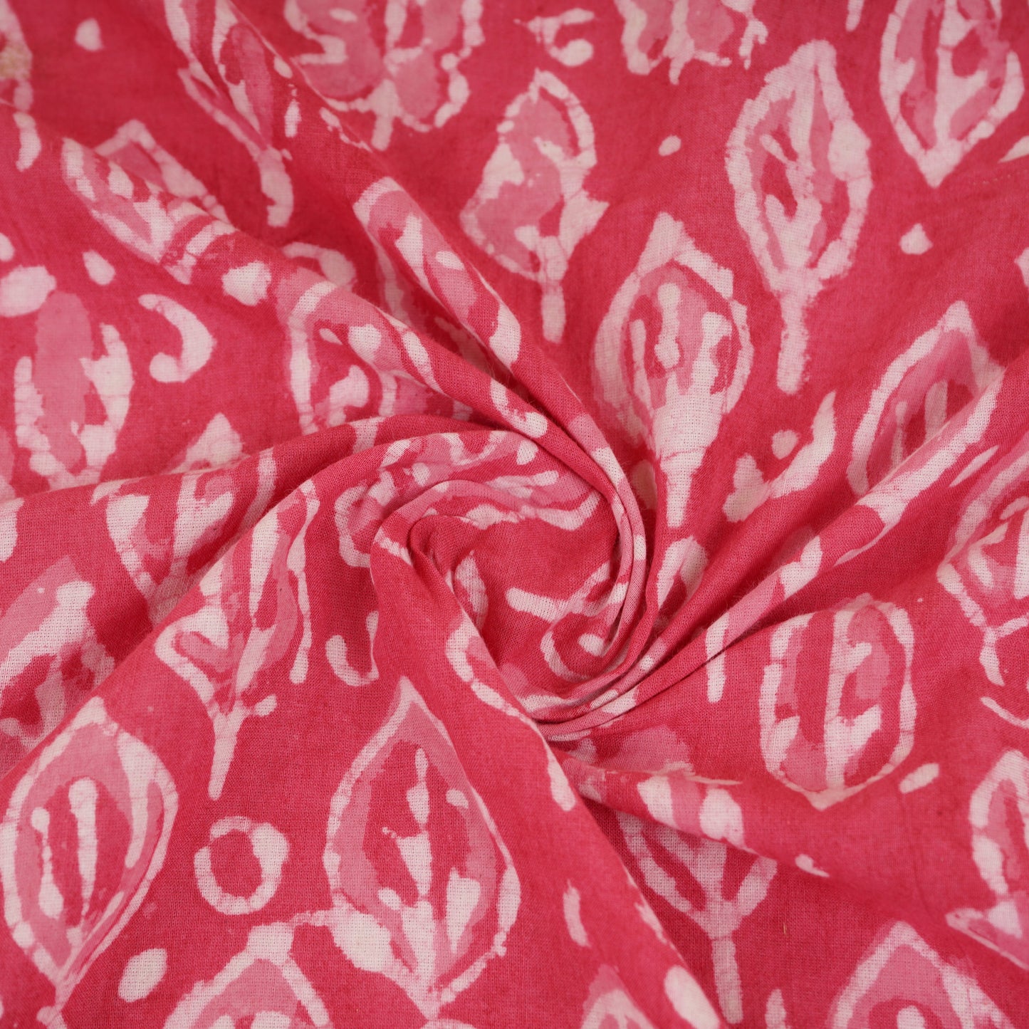 Pink & White Floral Batik Print Cotton Schiffli Fabric CH-29819
