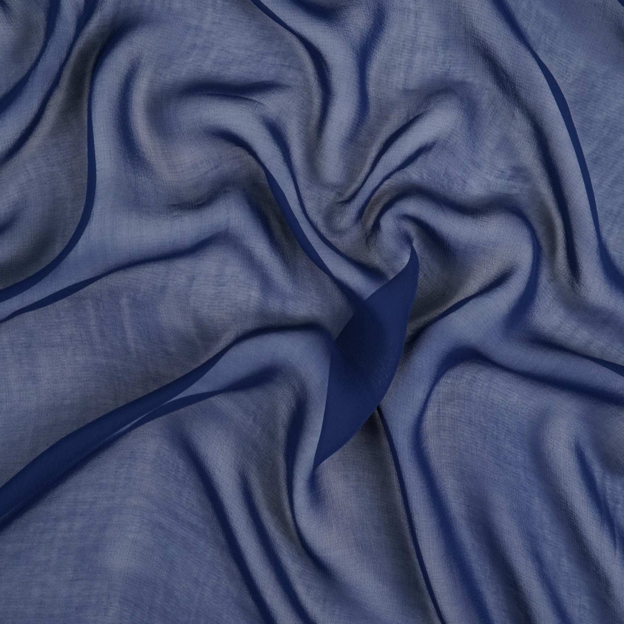 Cobalt Blue Solid 60gm Georgette Fabric SSMG-25 - TradeUNO